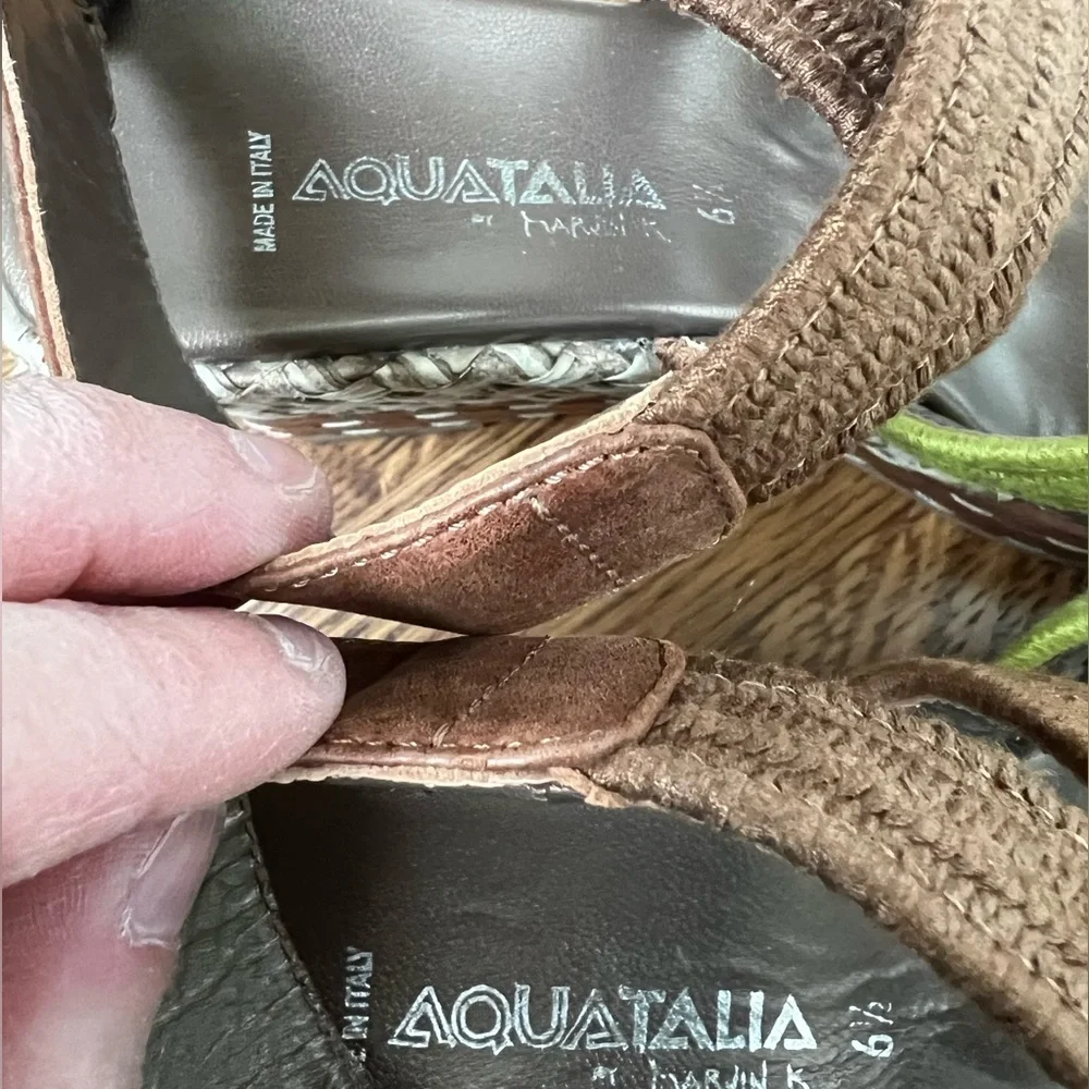 AQUATALIA‎ Strappy Criss Cross Woven Colorful Wedge Sandals Italy Vacation 6.5